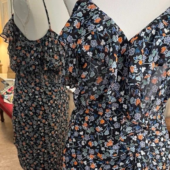 Veronica Beard Asymmetrical Floral Dress in Navy and Orange Veronica Beard Asymmetrical Floral Dress in Navy and Orange